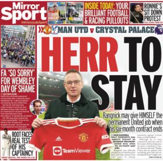 Back page of the Daily Mirror on 4 December 2021