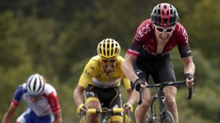 Defending champion Geraint Thomas attacked in fine style late on stage six