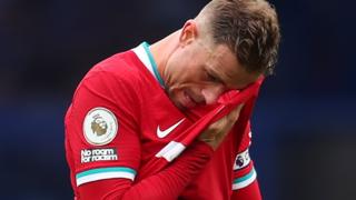 Liverpool captain Jordan Henderson reacts after his late goal was disallowed for offside