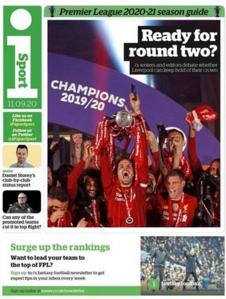 The front page of the I Sport section