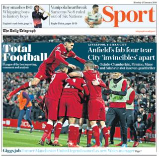 The Telegraph sport section on Monday