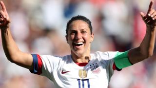 Carli Lloyd celebrates scoring against Chile at the Women's World Cup