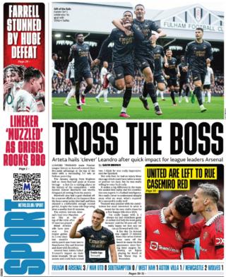 Back page of the Metro on 13 March 2023