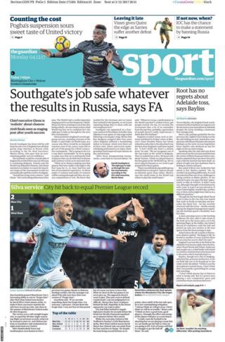 The back page of Monday's Guardian