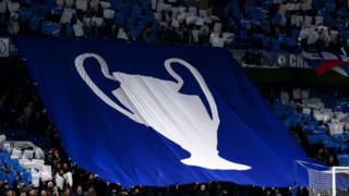 Champions League trophy banner
