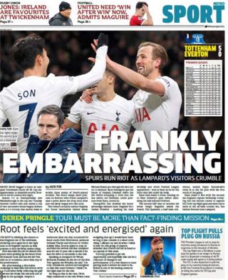 The back page of Tuesday's Metro