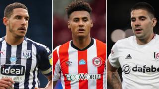Jake Livermore, Ollie Watkins and Aleksandar Mitrovic