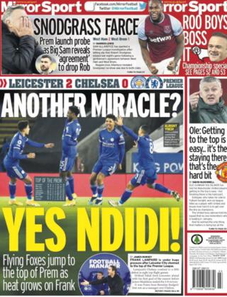 Leicester on the Mirror back page