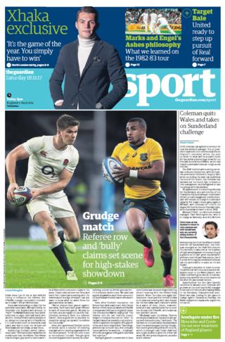 Guardian sport section on Saturday