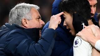 Spurs boss Jose Mourinho and striker Son Heung-min