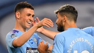 Phil Foden and Sergio Aguero