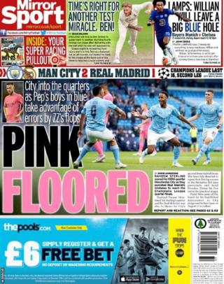 Saturday's Mirror back page