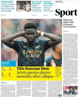 The back page of the Guardian