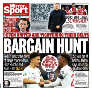 The back page of Saturday's Mirror