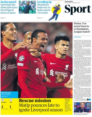 The back page of the Guardian newspaper