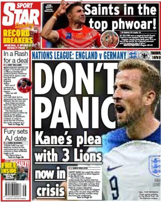 The back page of the Daily Star on Sunday