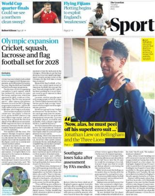 The back page of the Guardian