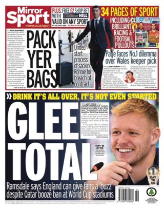 Saturday's Mirror back page