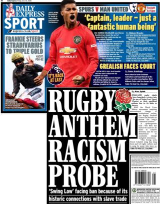The back page of the Daily Express