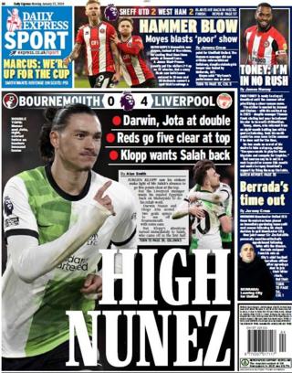 The back page of the Daily Express