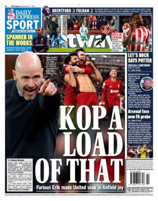 Back page of Tuesday's Express