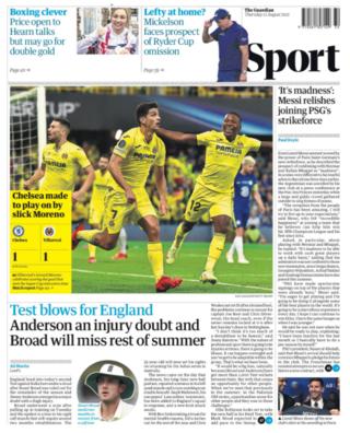 Thursday's Guardian back page