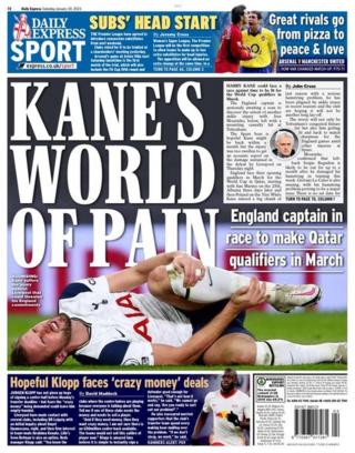 The back page of the Daily Express