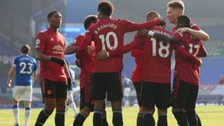 Manchester United players celebrate