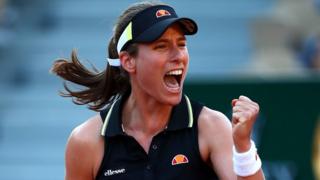 Johanna Konta celebrates victory