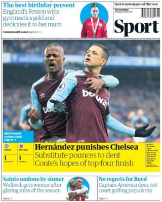 Guardian sports page