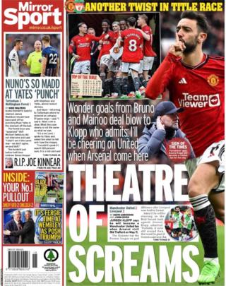 Back page of the Daily Mirror on 8 April 2024
