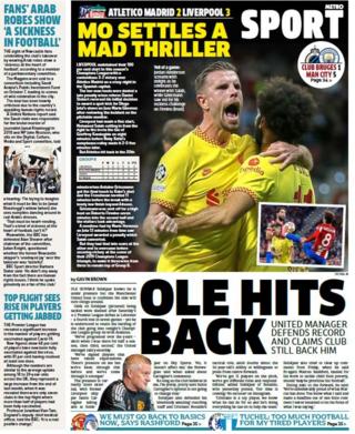 Metro back page