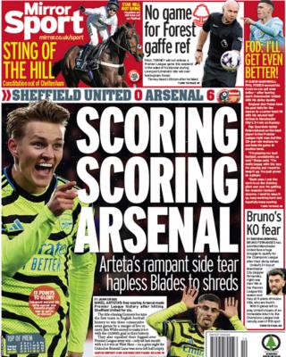 Back page of the Daily Mirror on 5 March 2024