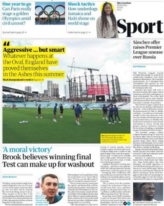 The back page of the Guardian