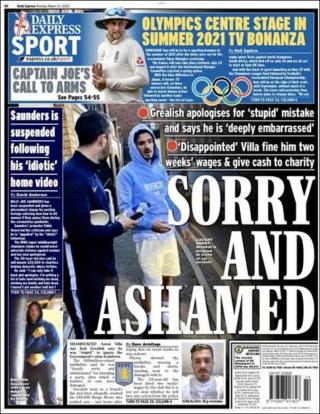 Express back page on Tuesday, 31 March