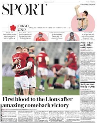 The sport section of the Sunday Telegraph