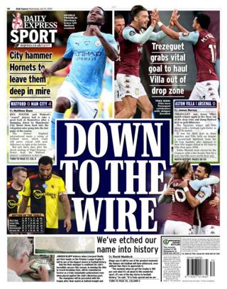 The back page of the Daily Express