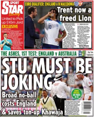 Back page of Star Sunday on 18 June 2023