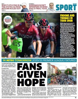 Back page of Metro