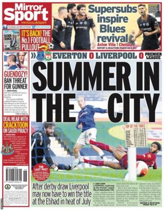 The back page of the Daily Mirror