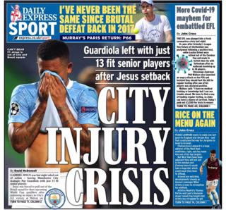 The back page of the Daily Express