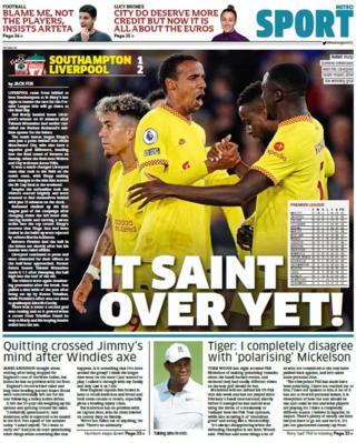 The back page of the Metro