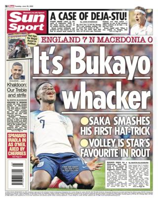 Tuesday's Sun back page