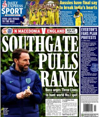 Back page of the Daily Express on 20 November 2023
