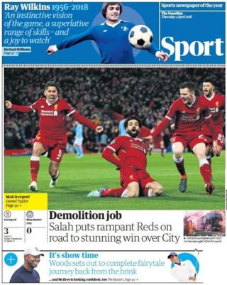 Guardian sports page