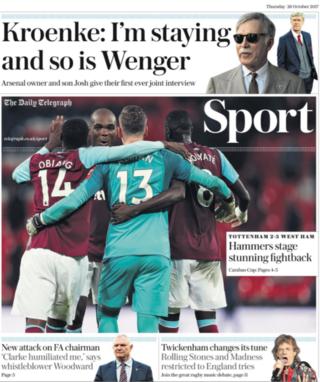 The Telegraph sport section on Thursday