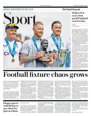 Daily Telegraph's main sport page