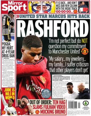 Back page of the Daily Mirror on 1 March 2024