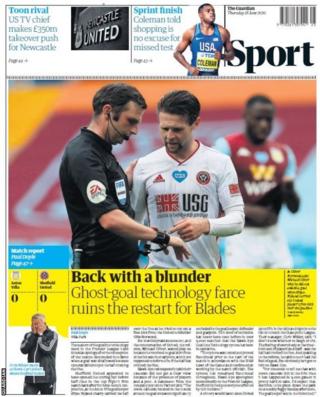 The back page of Thursday's Guardian
