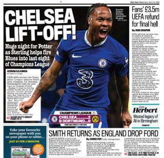 Mail back page: 'Chelsea lift-off'